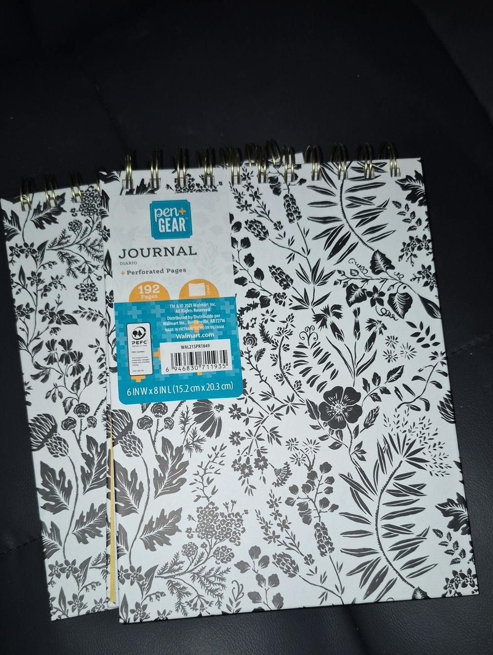 Pen+Gear Floral Spiral Journal in Black and White